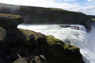 Gullfoss waterfall located in canyon on Hvita river, Iceland