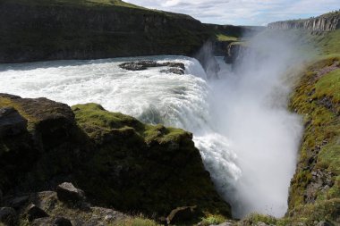 Gullfoss waterfall located in canyon on Hvita river, Iceland
