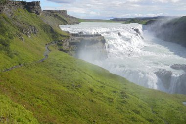 Gullfoss waterfall located in canyon on Hvita river, Iceland