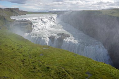 Gullfoss waterfall located in canyon on Hvita river, Iceland