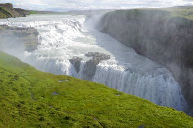 Gullfoss waterfall located in canyon on Hvita river, Iceland
