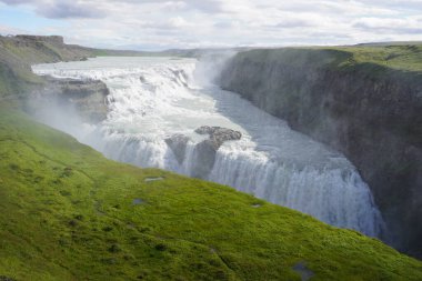 Gullfoss waterfall located in canyon on Hvita river, Iceland