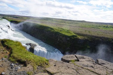 Gullfoss waterfall located in canyon on Hvita river, Iceland