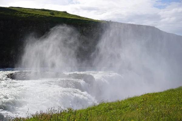 Gullfoss Waterfall Located Canyon Hvita River Iceland — Stok fotoğraf