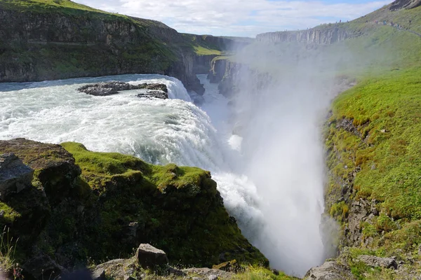 Gullfoss Waterfall Located Canyon Hvita River Iceland — Stok fotoğraf