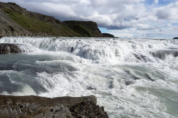 Gullfoss Waterfall Located Canyon Hvita River Iceland — Zdjęcie stockowe