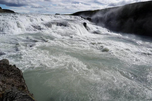 Gullfoss Waterfall Located Canyon Hvita River Iceland — Zdjęcie stockowe