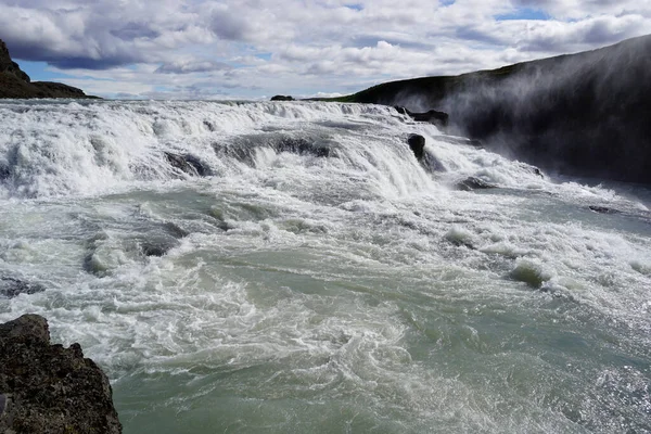 Gullfoss Waterfall Located Canyon Hvita River Iceland — Stok fotoğraf