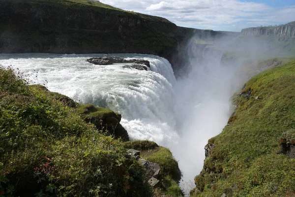 Gullfoss Καταρράκτη Που Βρίσκεται Στο Φαράγγι Στον Ποταμό Hvita Ισλανδία — Φωτογραφία Αρχείου