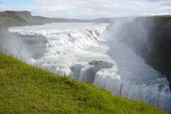 Gullfoss Waterfall Located Canyon Hvita River Iceland — Photo