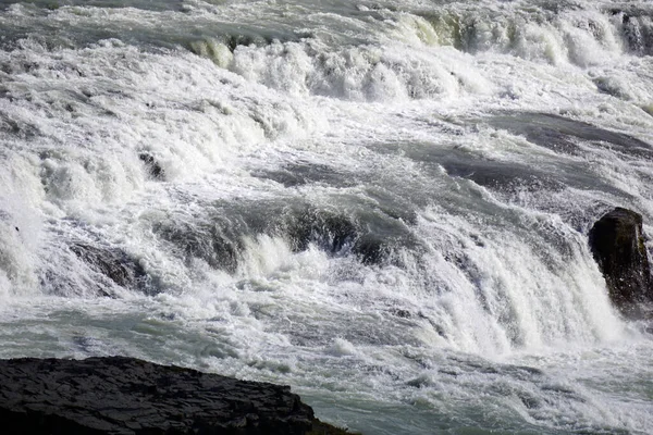 Powerful Cascade Waterfall Close Gulfoss Iceland — Foto de Stock