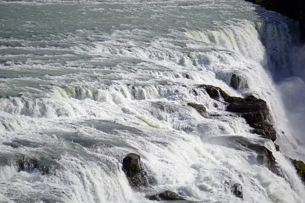 Powerful Cascade Waterfall Close Gulfoss Iceland — Photo