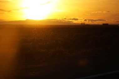 Sunset sky over field in Iceland