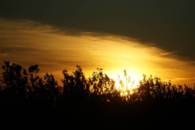 Sunset sky over field in Iceland