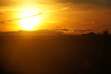 Sunset sky over field in Iceland