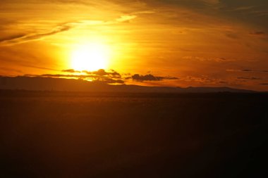 Sunset sky over field in Iceland