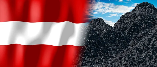 Austria Country Flag Pile Coal Illustration — Stock fotografie