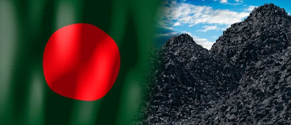 Bangladesh Country Flag Pile Coal Illustration — Zdjęcie stockowe