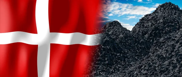 Denmark Country Flag Pile Coal Illustration — Stock fotografie