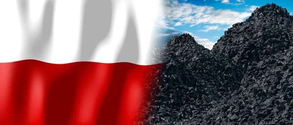 Poland Country Flag Pile Coal Illustration — Fotografia de Stock