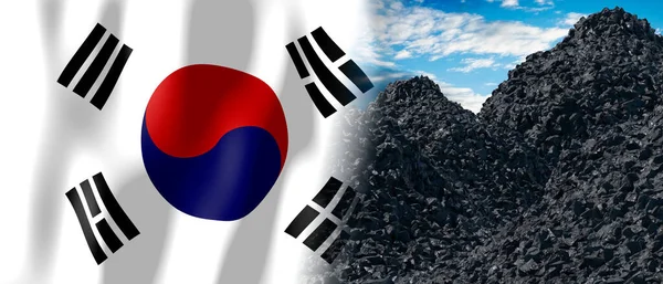 South Korea Country Flag Pile Coal Illustration — 스톡 사진