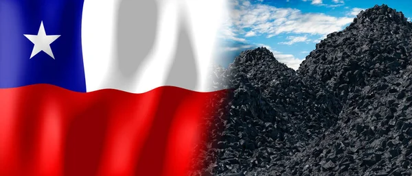 Chile Country Flag Pile Coal Illustration — ストック写真