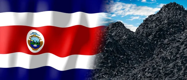 Costa Rica Country Flag Pile Coal Illustration — 스톡 사진
