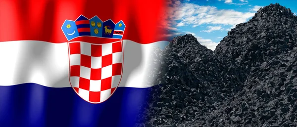 Croatia Country Flag Pile Coal Illustration — 스톡 사진