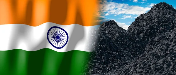 India Country Flag Pile Coal Illustration — Stockfoto