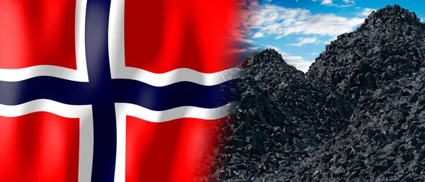 Norway Country Flag Pile Coal Illustration — Stock fotografie