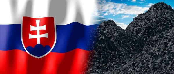 Slovakia Country Flag Pile Coal Illustration — 스톡 사진