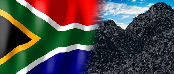 South Africa Country Flag Pile Coal Illustration — Stockfoto