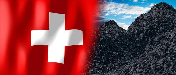 Switzerland Country Flag Pile Coal Illustration — Stock fotografie