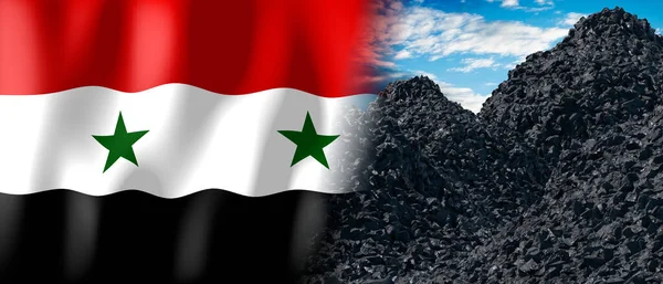 Syria Country Flag Pile Coal Illustration — Fotografia de Stock