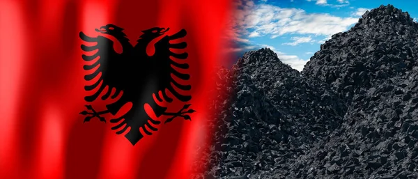 Albania Country Flag Pile Coal Illustration — Fotografia de Stock