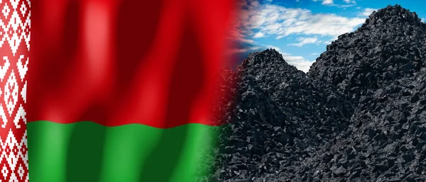 Belarus Country Flag Pile Coal Illustration — Stok fotoğraf