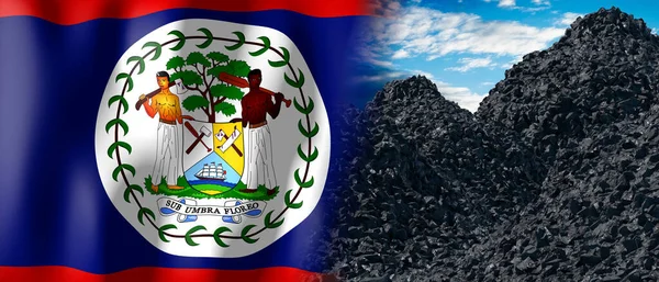 Belize Country Flag Pile Coal Illustration — ストック写真