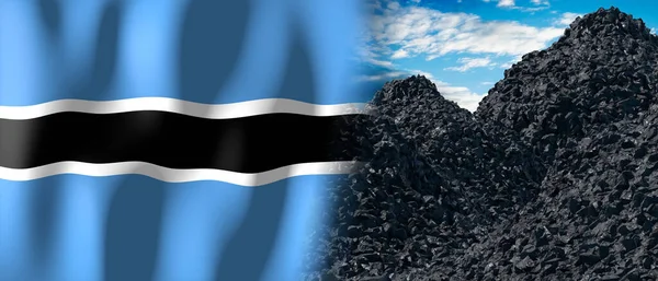 Botswana Country Flag Pile Coal Illustration — Foto de Stock