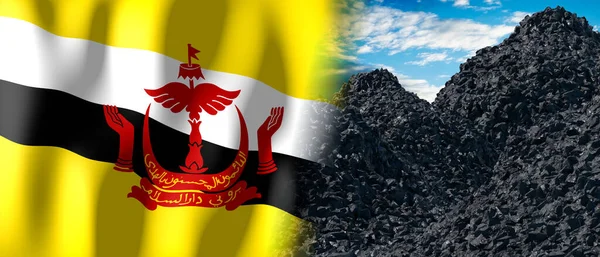 Brunei Country Flag Pile Coal Illustration — Fotografia de Stock