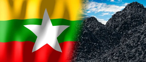 Burma Country Flag Pile Coal Illustration — Stockfoto