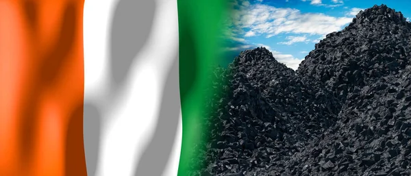 Ivory Coast Country Flag Pile Coal Illustration — Stock Fotó