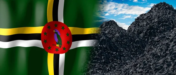 Dominica Country Flag Pile Coal Illustration — Foto de Stock