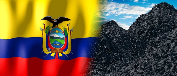 Ecuador Country Flag Pile Coal Illustration — ストック写真