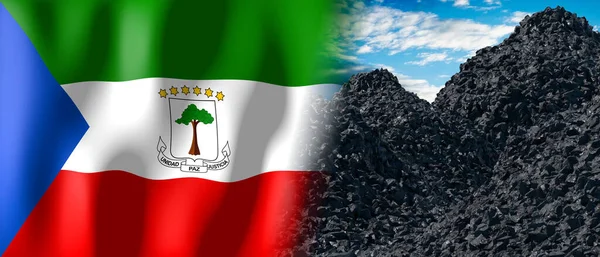 Equatorial Guinea Country Flag Pile Coal Illustration — Stockfoto