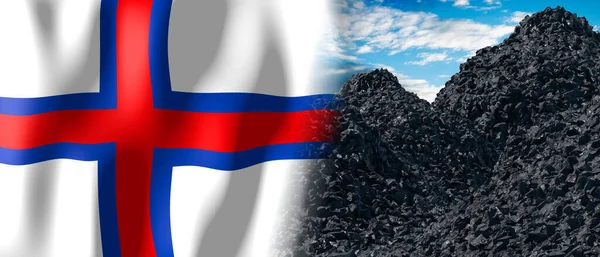 Faroe Islands Country Flag Pile Coal Illustration — Foto Stock
