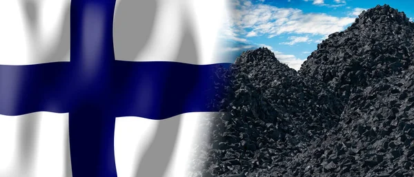Finland Country Flag Pile Coal Illustration — Foto Stock
