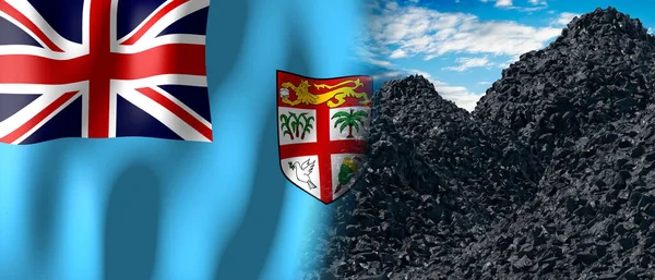 Fiji Country Flag Pile Coal Illustration — 图库照片