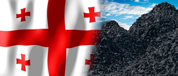 Georgia Country Flag Pile Coal Illustration — Stockfoto