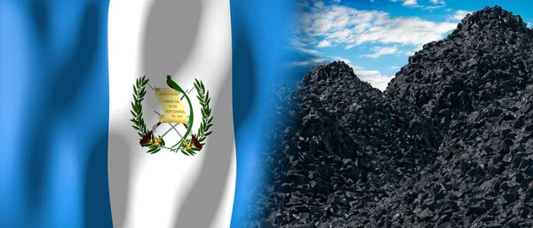Guatemala Country Flag Pile Coal Illustration — Stockfoto