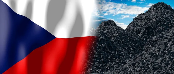 Czech Republic Country Flag Pile Coal Illustration — Stock fotografie